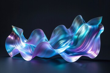 Obraz premium Abstract Light Sculpture with Flowing, Iridescent Waves