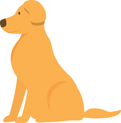 Cartoon golden retriever dog sitting and looking to the side