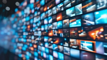 Digital contents concept. Social networking service. Streaming video. NFT. Non-fungible token. Wide angle visual for banners or advertisements.