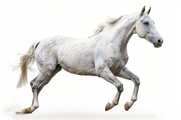 Majestic White Horse in Full Gallop