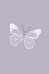 White Butterfly Illustration on a Purple Background