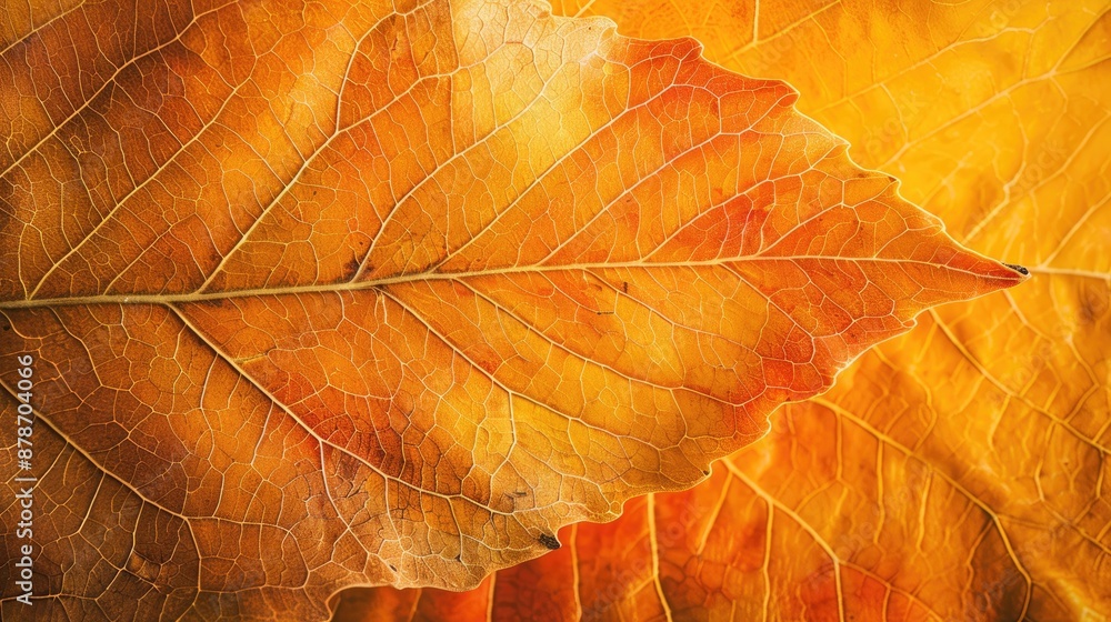 Poster close up of an autumn leaf with space for text