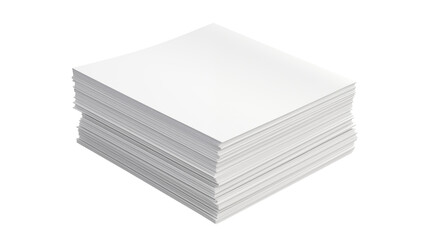 Stack of blank paper sheets transparent background.