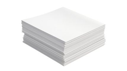 Stack of blank paper sheets transparent background.