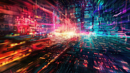 World of social media, network tunnel as abstract dark digital background. Concept of global technology, light, online, connect pattern
