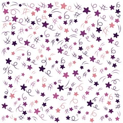 Cute starry sky seamless pattern, Confetti falling, Design element, Dynamic burst pattern, Perfect for kids fabric, textile, nursery wallpaper. Vector