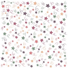 Cute starry sky seamless pattern, Confetti falling, Design element, Dynamic burst pattern, Perfect for kids fabric, textile, nursery wallpaper. Vector