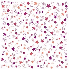 Cute starry sky seamless pattern, Confetti falling, Design element, Dynamic burst pattern, Perfect for kids fabric, textile, nursery wallpaper. Vector