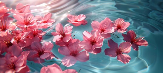 Pink Aqua Texture Water Background with Sunlight and Shadows