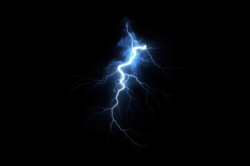 Dramatic blue lightning bolt on black background