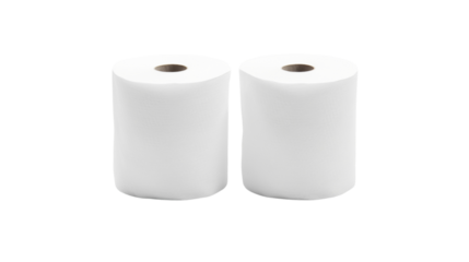 Two rolls of white toilet paper, isolated on transparent background.