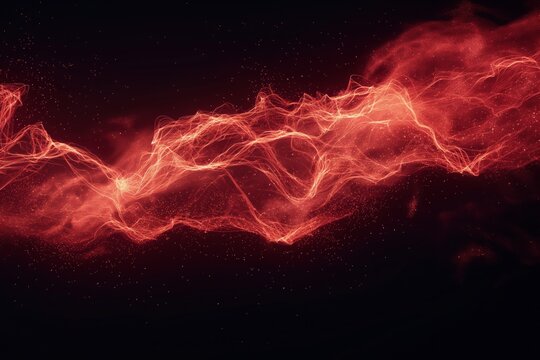 Abstract red energy lines on black background