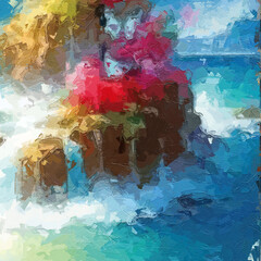 Oil paintings and various flowers, chrysanthemums, umbrellas, animals, chicks, and beautiful scenery
