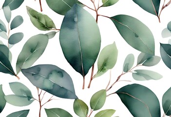 Pattern with leaves on white background.