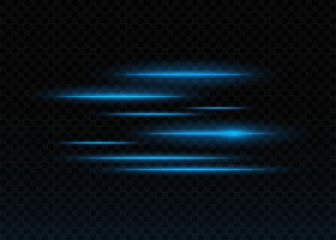 Vector illustration of blue color. Light effect. Abstract laser beams of light. Chaotic neon beams of light.
