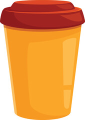 Yellow disposable coffee cup with a red lid, perfect for representing a quick caffeine boost on the go