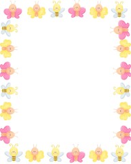 Poster cute insects, paper, kids banner.Postcard,background,blank,frame