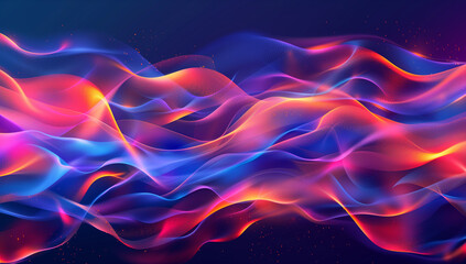Fototapeta premium Multi colored sparkling Abstract fluid 3d render holographic neon curved wave in motion dark background. Gradient design element for banners, backgrounds, wallpapers and covers and others