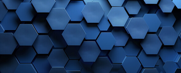 Blue geometric Hexagonal dark blue navy background texture placeholder, radial center space, 3d illustration, 3d rendering backdrop