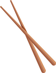 Two wooden chopsticks are crossing, ready for a delicious asian meal