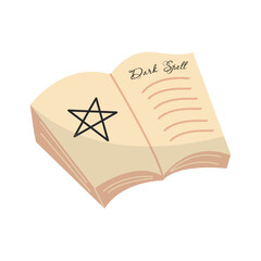 Magic book, book of spells and witchcraft vector illustration isolated on white background.