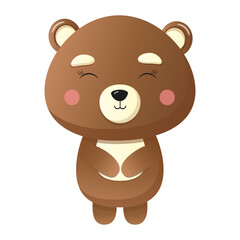 cute bear girl smiling and shy. vector cartoon character animal for children