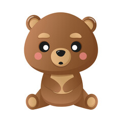 Obraz premium cute bear sits surprised. vector cartoon character animal for children