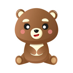 cute bear sits and smiles. vector cartoon character animal for children