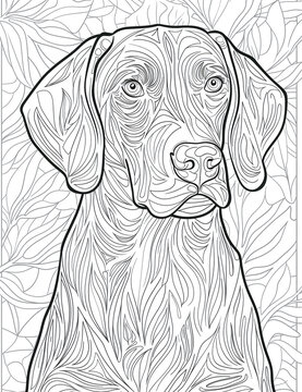 Coloring page portrait of a labrador dog
