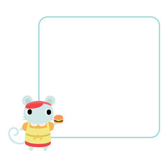 ハンバーガーショップ店員のネズミ　フレーム付