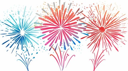 a sparking fireworks display clipart, celebration element, detailed illustration, bright colors, isolated on white background