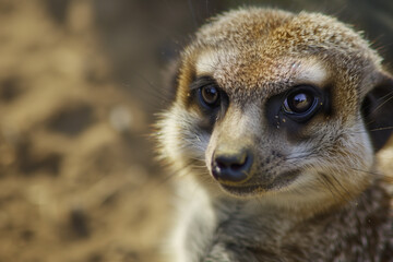 Fototapeta premium Curious Meerkat Face Close Up