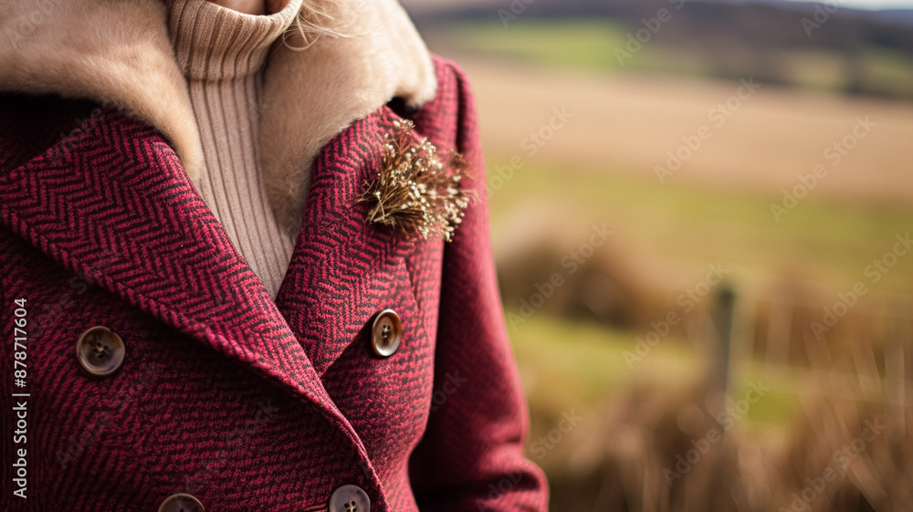 Poster womenswear autumn winter clothing and accessory collection in the english countryside fashion style,