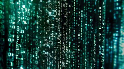 Naklejka premium Digital Encryption Algorithm Visualization with Futuristic Green Data Matrix Background