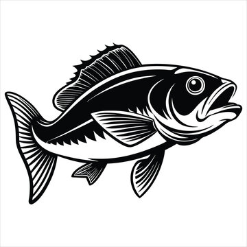 recommend clip art: Cod Fish silhouette vector illustration on white background 