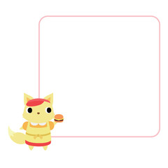 ハンバーガーショップ店員のキツネ　フレーム付