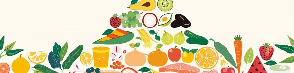 An illustration of a holistic nutrition pyramid, emphasizing whole foods and balanced eating