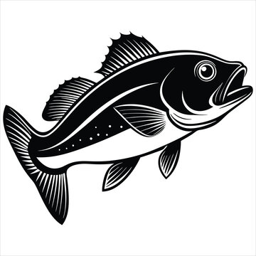 recommend clip art: Cod Fish silhouette vector illustration on white background 