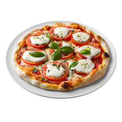 Authentic italian margherita pizza on transparent background