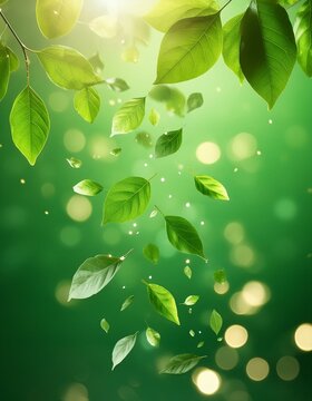 Fondo verde con hojas - Green background with leaves