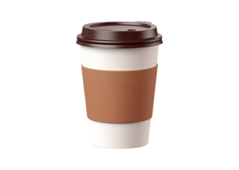 3d paper coffee cup isolated on transparent background, cut out