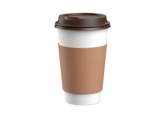 3d paper coffee cup isolated on transparent background, cut out