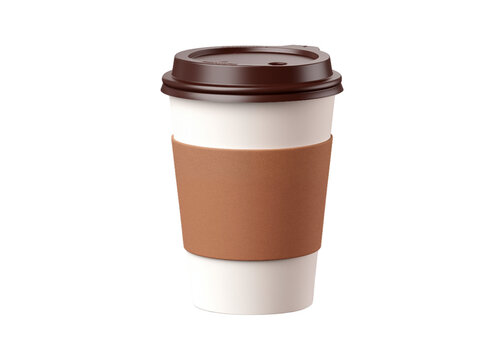3d paper coffee cup isolated on transparent background, cut out
