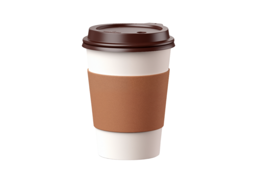 3d paper coffee cup isolated on transparent background, cut out - Powered by Adobe