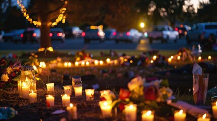 Candlelight vigil held in remembrance of accident victims at night
