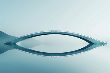 A minimalist bridge icon with a reflection effect, symbolizing connection and transition