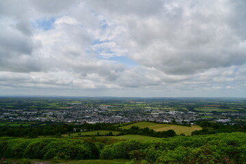 Fototapeta premium View to Clonmel, Co. Tipperary from Holy Year Cross, Comeragh Mountains range, Glenary, Co. Waterford, Ireland