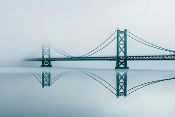 A minimalist bridge icon with a reflection effect, symbolizing connection and transition
