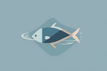 A minimalist fish icon with a ripple effect, embodying life and the aquatic world
