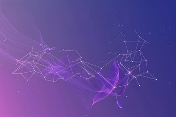 A minimalist line art drawing of a constellation, using only shades of purple and blue to create a sense of elegance and mystery.